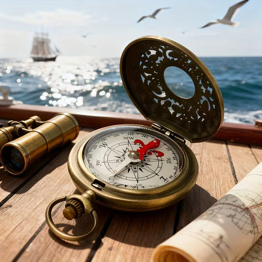 Busolă Vintage din Aliaj de Zinc – Design Retro Stil Ceas de Buzunar 55x46x13mm