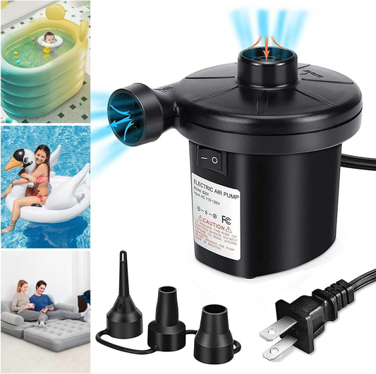 Pompa Electrică pentru Umflat și Dezumflat – 220V + 12V, pentru Saltele, Piscine, Colace
