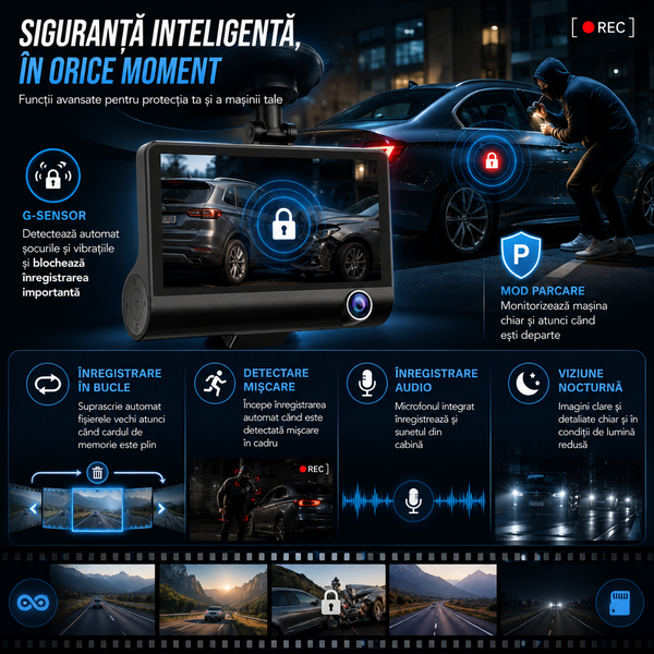 Camera Auto Tripla cu Night Vision