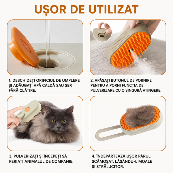 Perie cu aburi pentru animale