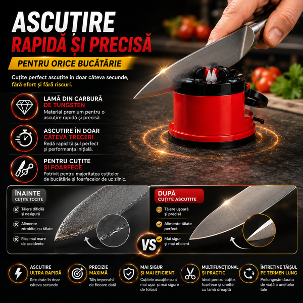 Ascuțitor Compact pentru Cuțite Roșu