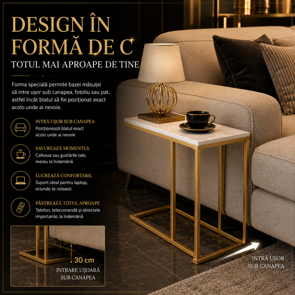 Masă laterală C din marmură elegantă