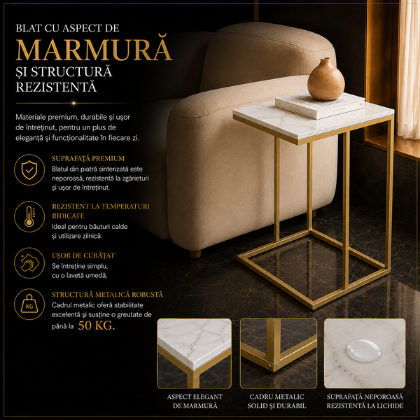 Masă laterală C din marmură elegantă