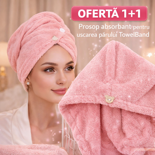 OFERTA 1+1 Prosop absorbant din microfibra pentru uscarea parului TowelBand