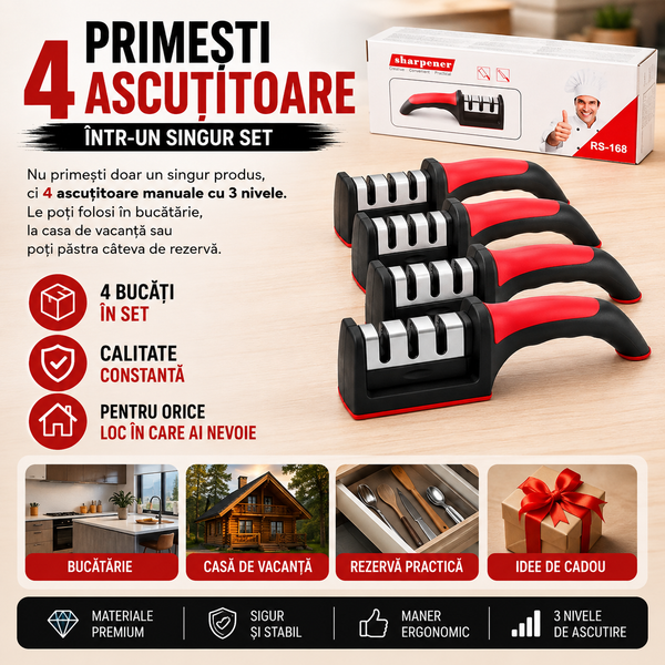 Ascuțitor Compact pentru Cuțite Roșu