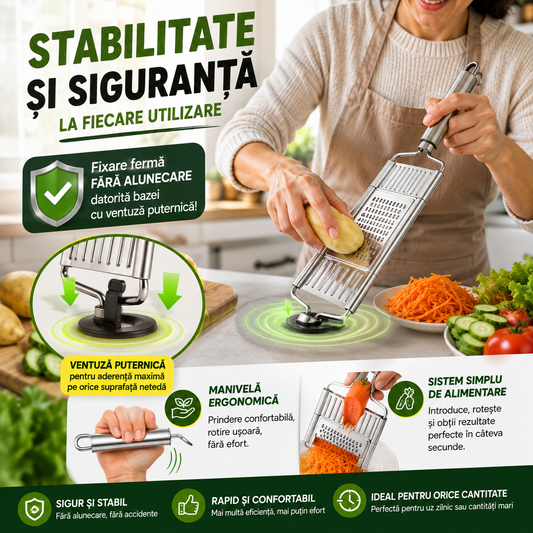 OFERTA 1+1 - Răzătoare Multifuncțională cu 3 lame din Oțel Inoxidabil pentru Tăiat și Răzuit Legume