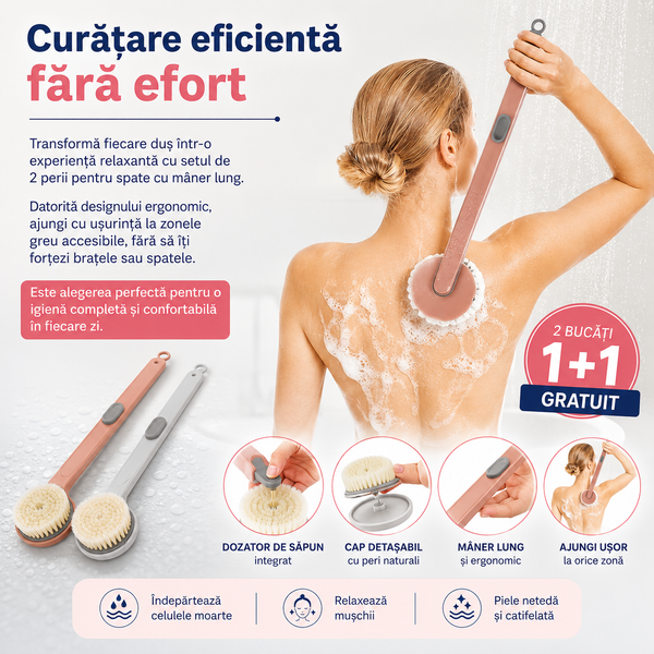 Perie de duș cu mâner lung