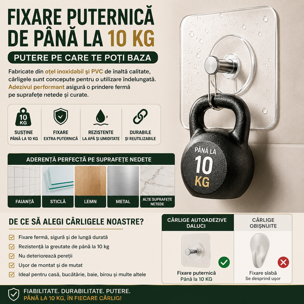 FixPro Cârlige Autoadezive Puternice Invizibile