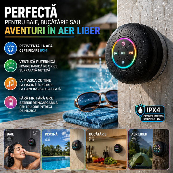 Boxă Bluetooth cu ventuză