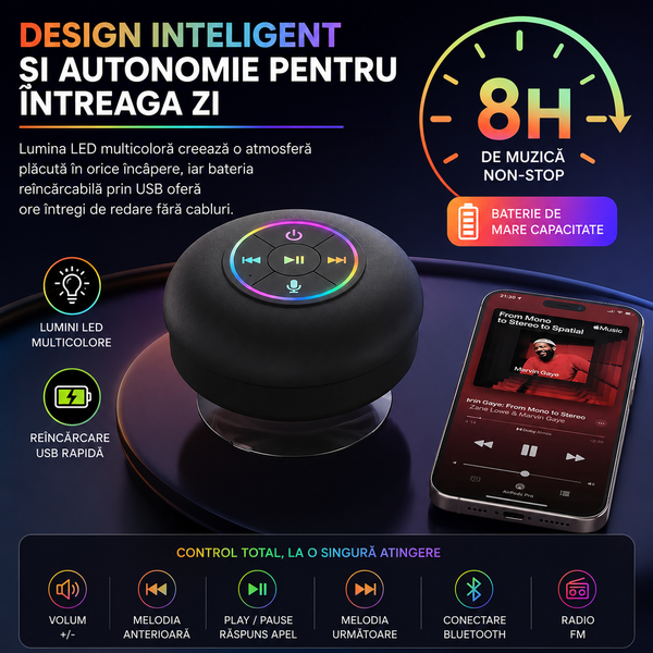 Boxă Bluetooth cu ventuză