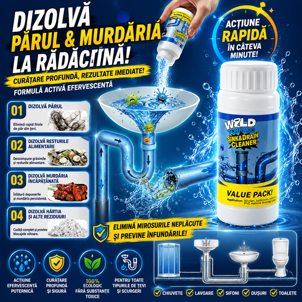 Set 4 Bucăți – Pulbere de curățare puternică pentru chiuvete și scurgeri