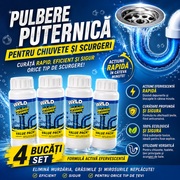 Set 4 Bucăți – Pulbere de curățare puternică pentru chiuvete și scurgeri