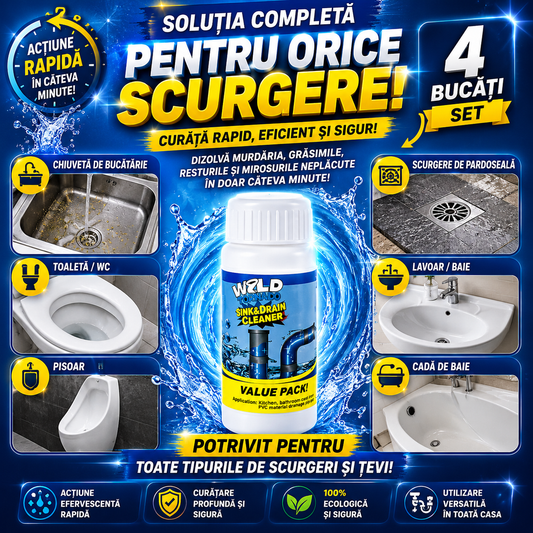 Set 4 Bucăți (400g) – Pulbere de curățare puternică pentru chiuvete și scurgeri