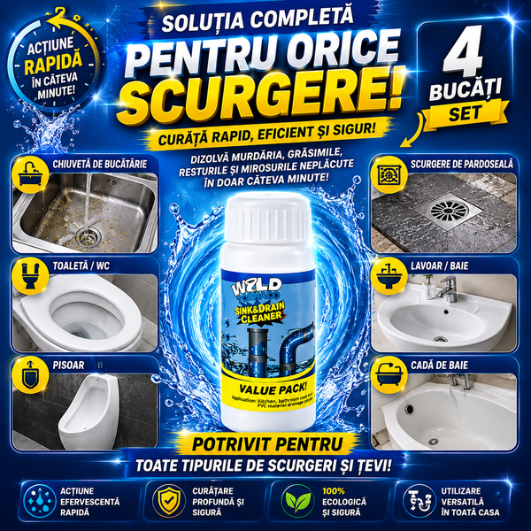 Set 4 Bucăți – Pulbere de curățare puternică pentru chiuvete și scurgeri