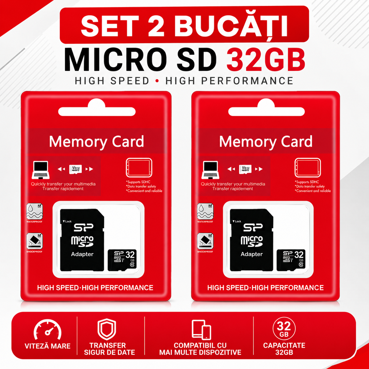 Set 2 Carduri Memorie MicroSD 32GB