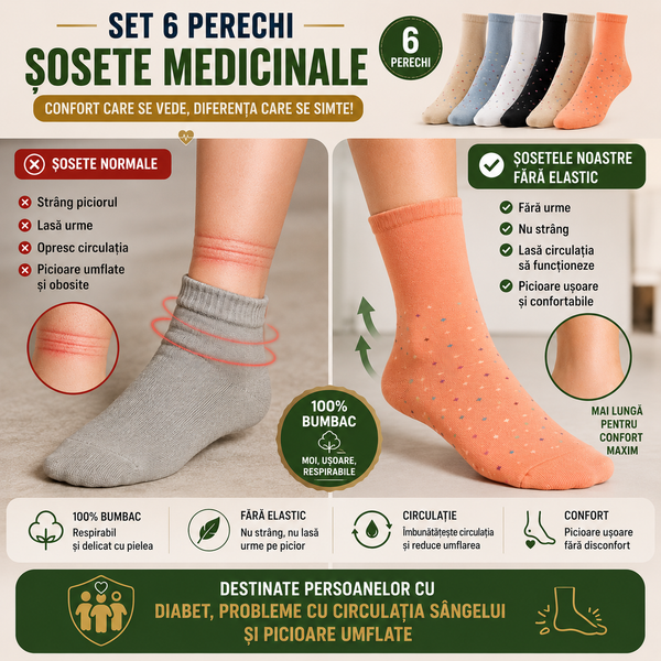 Șosete medicale din bumbac confortabile