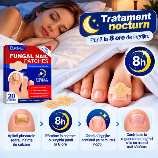 Set 20 Plasturi pentru Ciuperca Unghiei – Îngrijire pentru Micoza Unghiei, Tratament Nocturn 8H