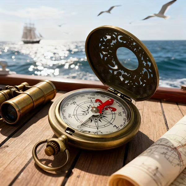 Busolă Vintage din Aliaj de Zinc – Design Retro Stil Ceas de Buzunar 55x46x13mm