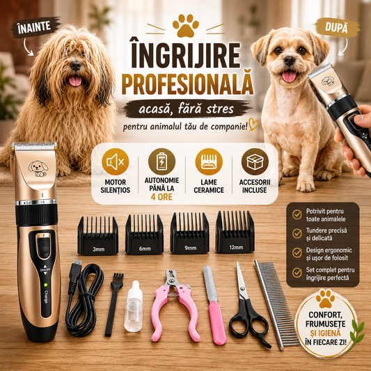 Kit Grooming Profesional Acasă - Set Profesional Pentru Îngrijirea Animalelor