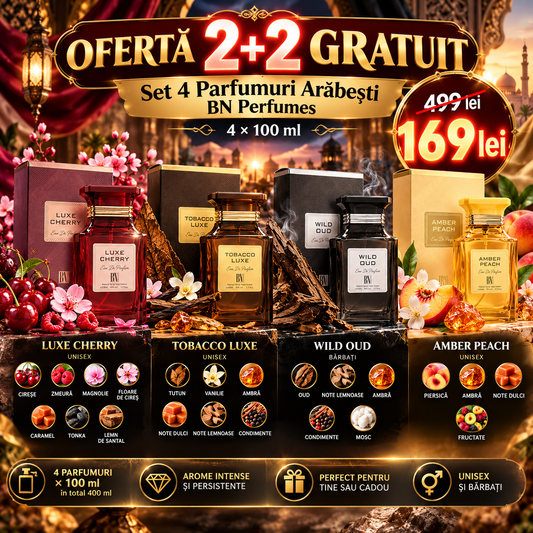 Oferta 2+2 GRATUIT – Set 4 Parfumuri Arăbești BN Perfumes, 4 × 100 ml