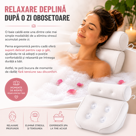 Pernă Ergonomică SPA cu ventuze pentru Cadă – Relaxare și Confort la Fiecare Baie