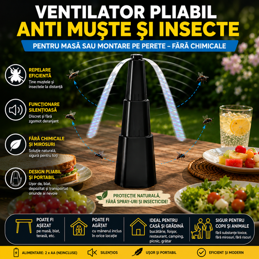 Oferta 1+1 GRATUIT: Ventilator Pliabil Anti Muște și Insecte