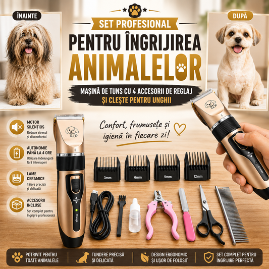 Kit Grooming Profesional Acasă - Set Profesional Pentru Îngrijirea Animalelor